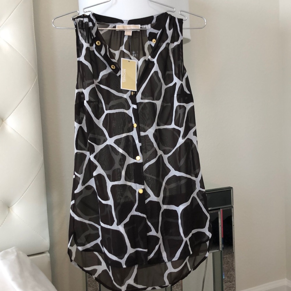 Michael Kors chocolate animal print sheer top XS - Final Offer